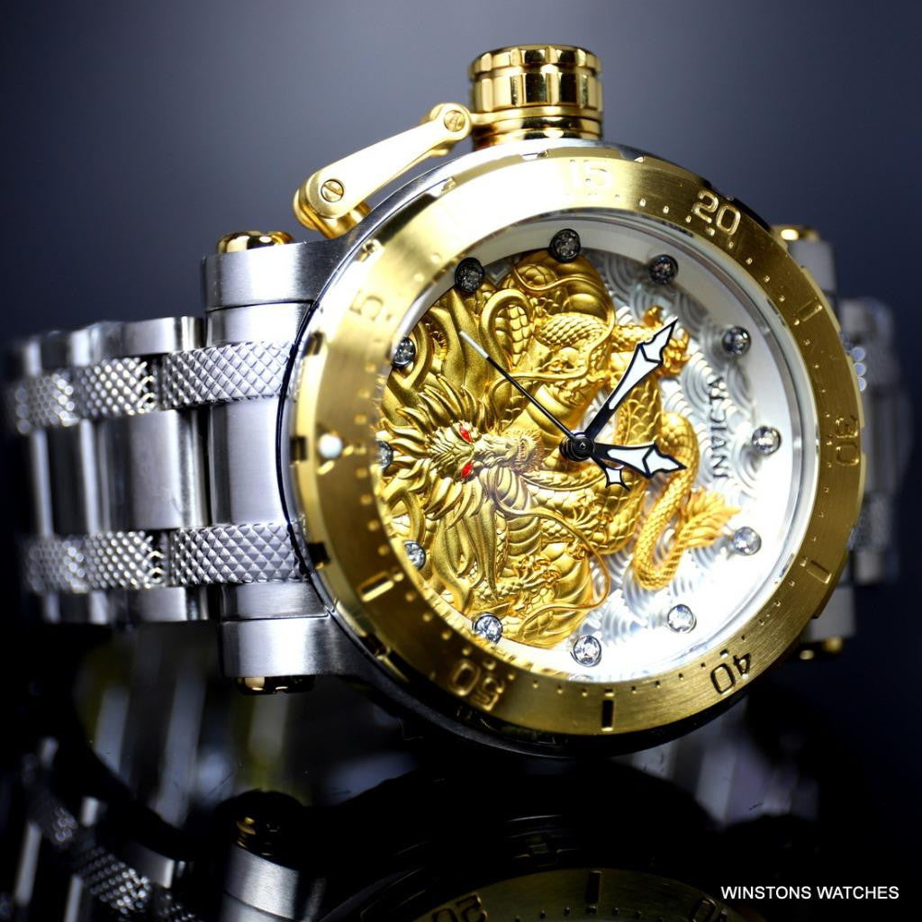 Invicta Coalition Forces Gold Tone Dragon Automatic 52mm Steel Watch New