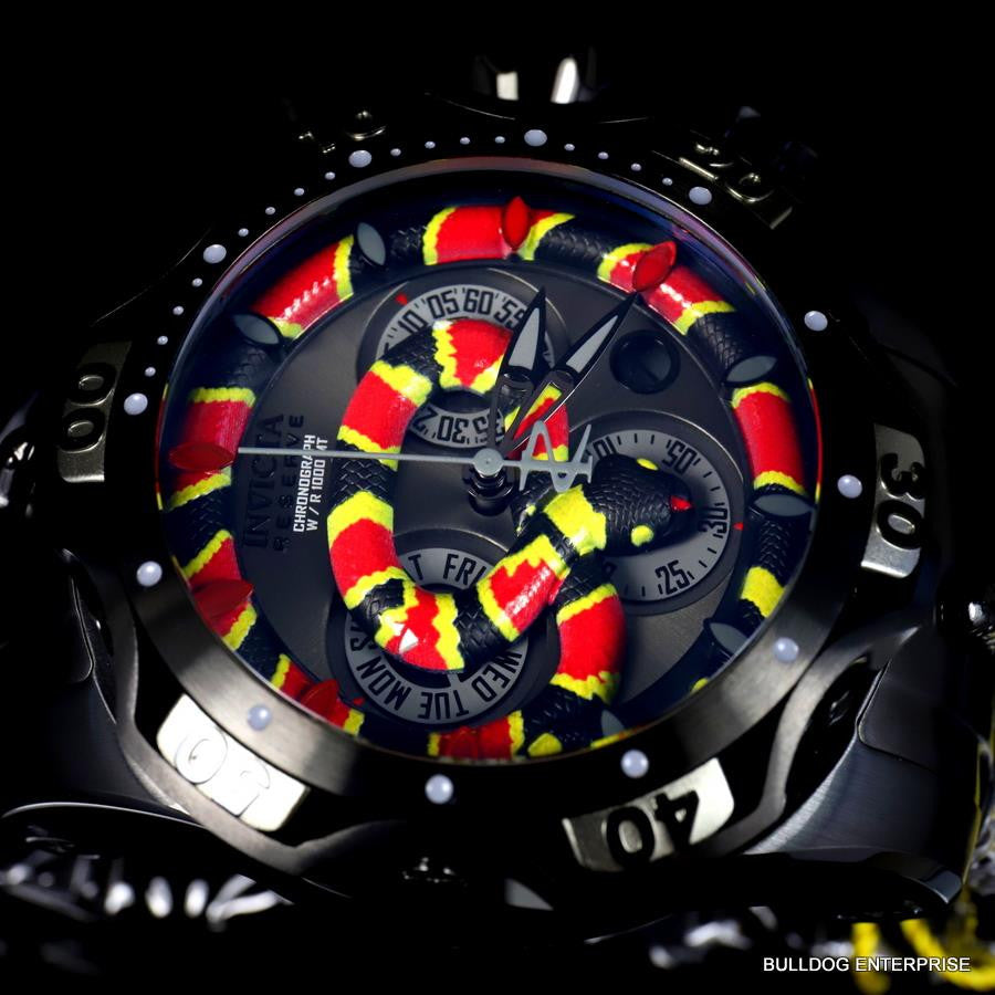 Invicta King Venom Cobra Swiss Mvt Chronograph 52mm Black Steel Watch New