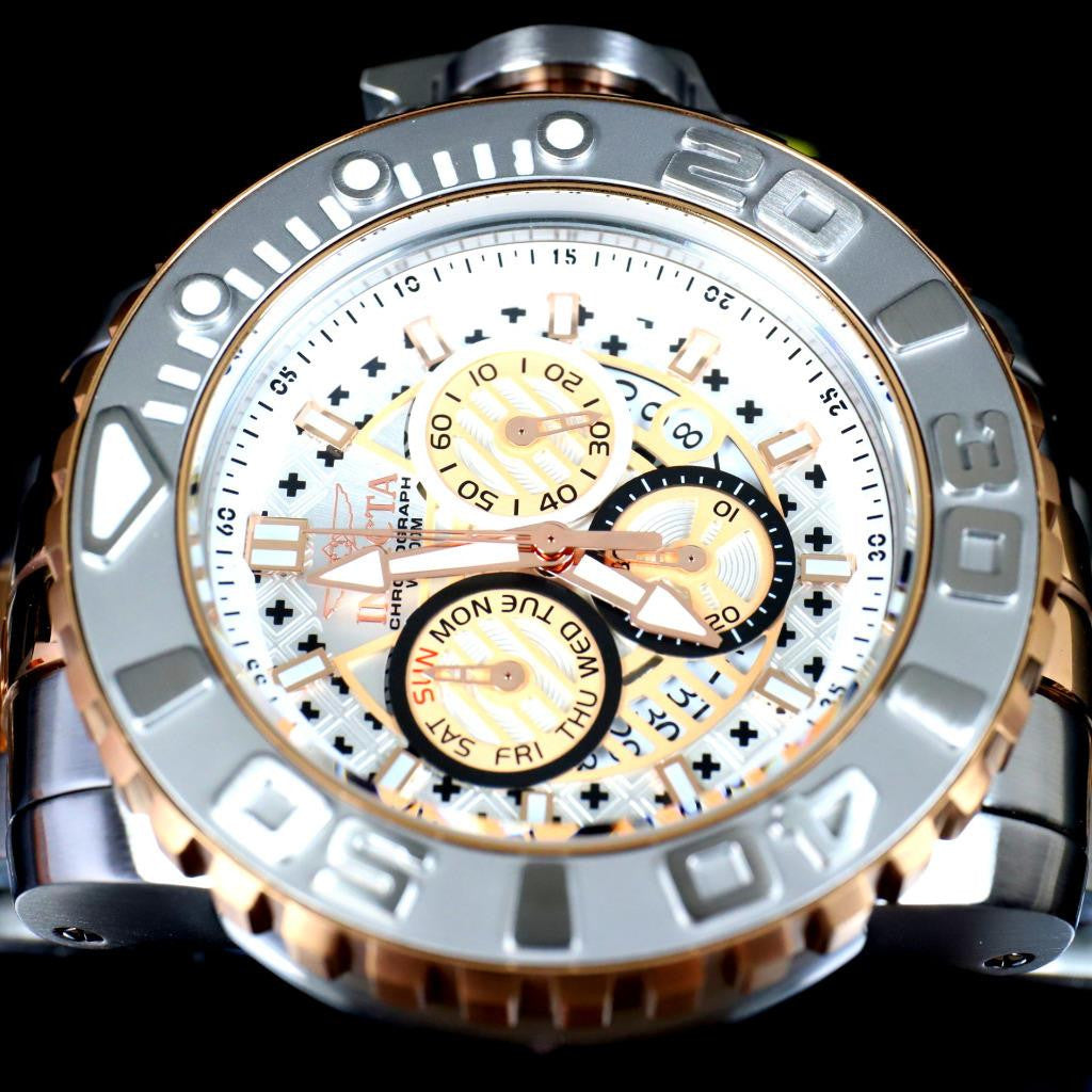 Invicta Sea Hunter Gen II 2 Tone Rose Gold Plated 70mm Swiss Mvt Steel Watch New