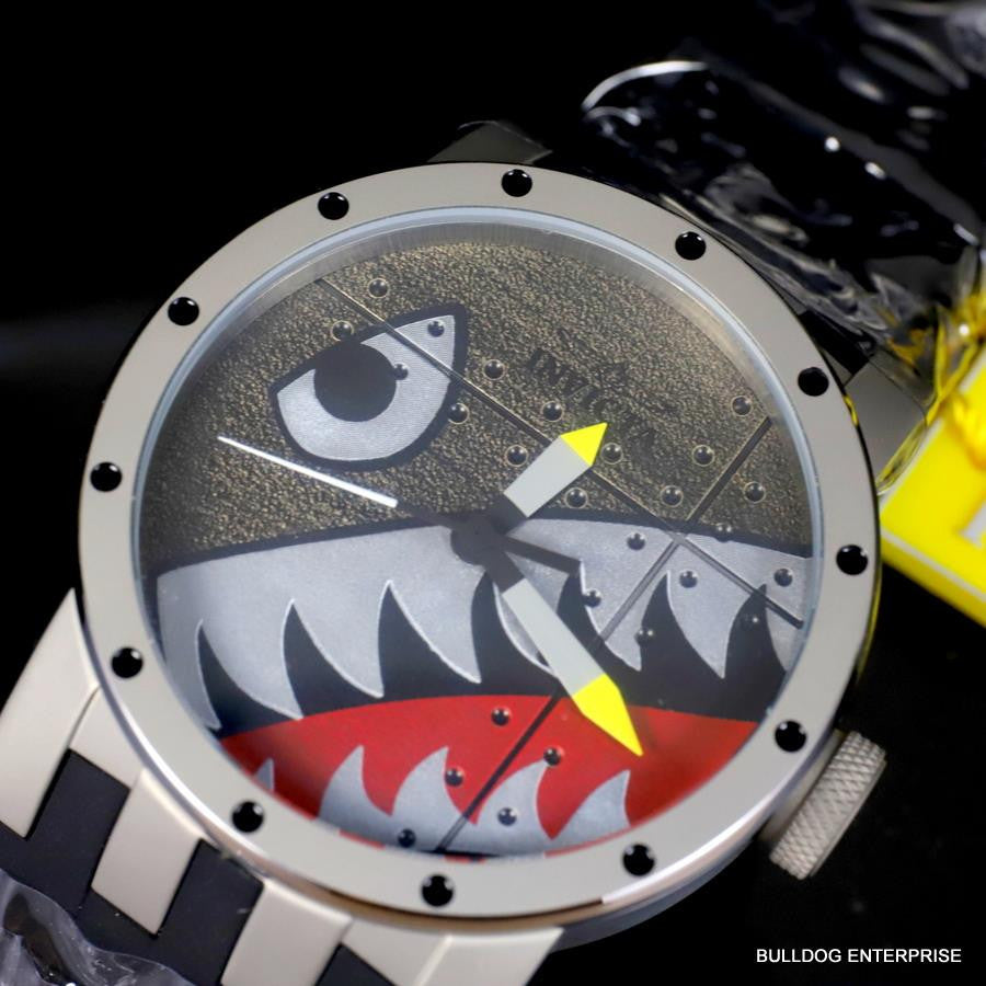 Invicta DNA Bomber Fighter Plane 46mm Shark Gray Black Titanium Watch New