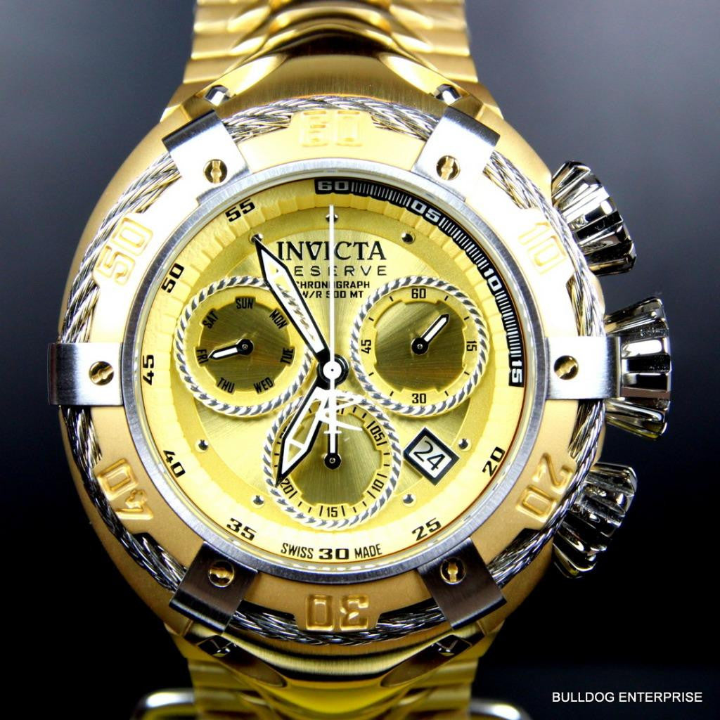 Invicta Reserve Thunderbolt 56mm Gold Plated Swiss Made Chronograph Watch New