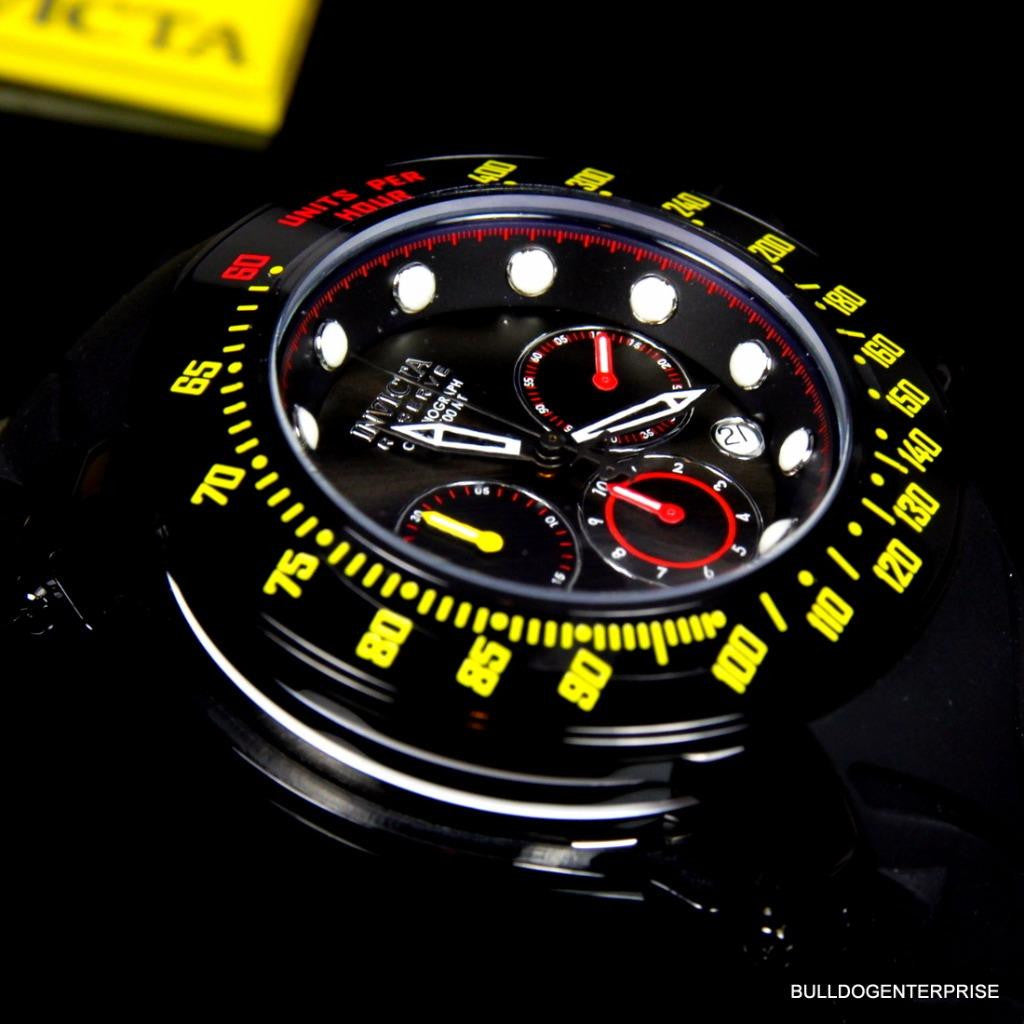 Invicta Reserve Subaqua Trackmaster Black Red Yellow Chronograph Watch New