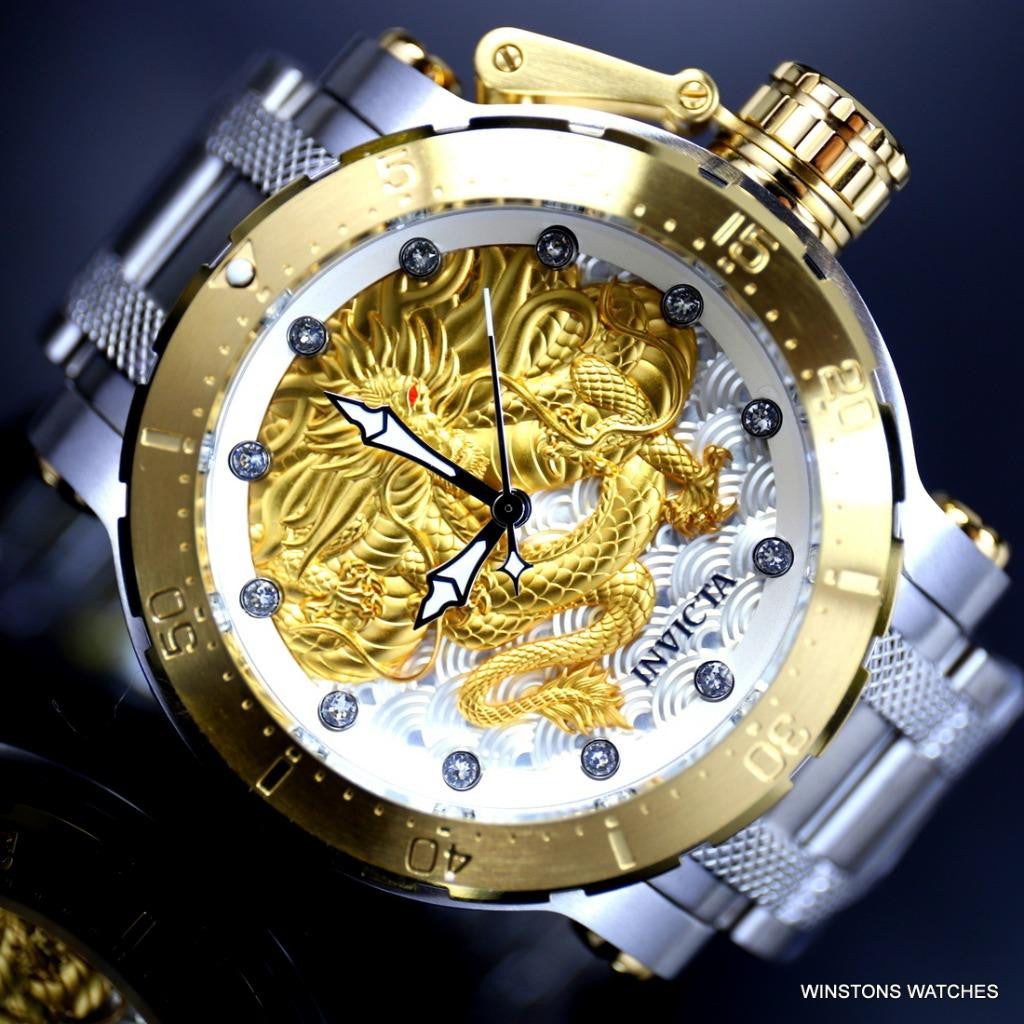 Invicta Coalition Forces Gold Tone Dragon Automatic 52mm Steel Watch New