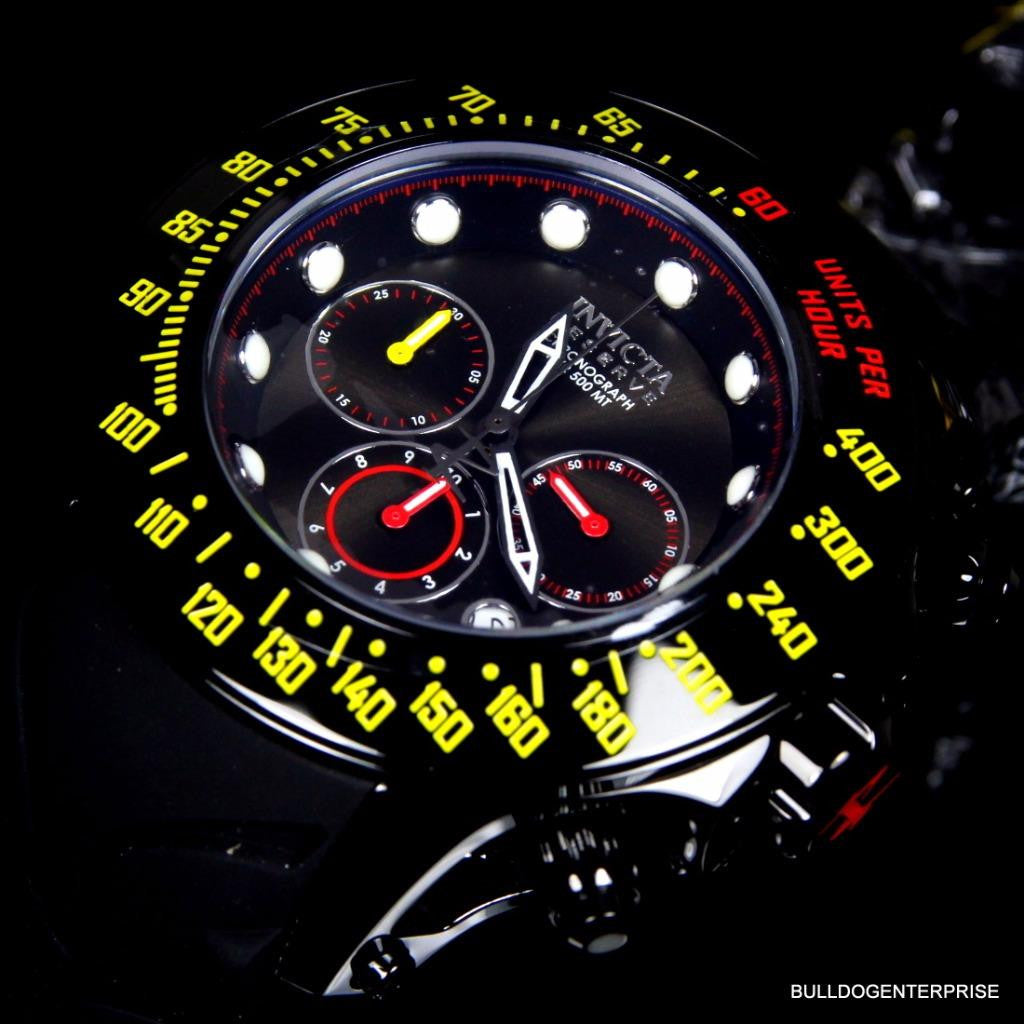 Invicta Reserve Subaqua Trackmaster Black Red Yellow Chronograph Watch New
