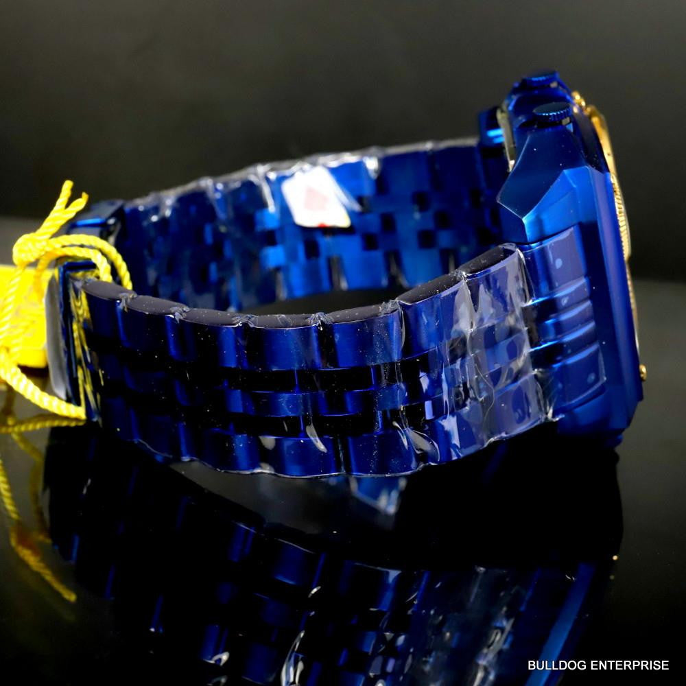 Invicta Aviator Zulu Blue Stainless Steel Bracelet Quad Time 50mm Watch New