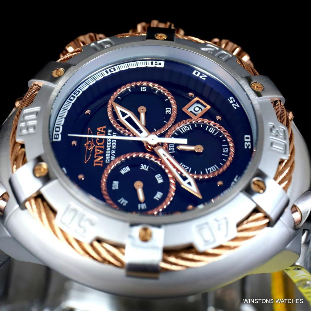 Invicta Thunderbolt Stainless Steel Steel Rose Two Tone MOP Black 52mm Watch New