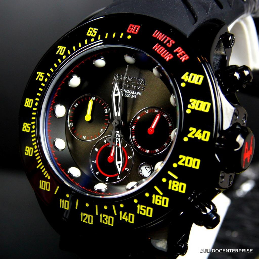 Invicta Reserve Subaqua Trackmaster Black Red Yellow Chronograph Watch New