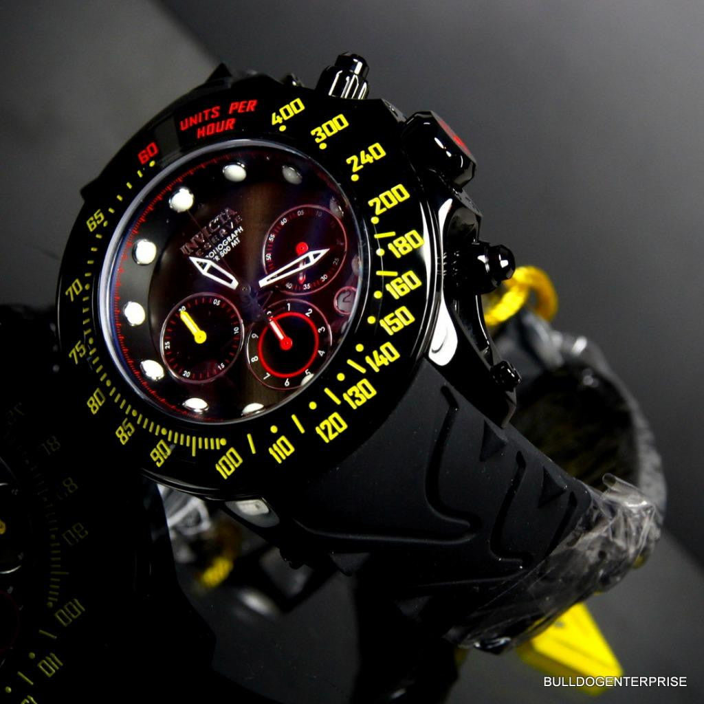 Invicta Reserve Subaqua Trackmaster Black Red Yellow Chronograph Watch New