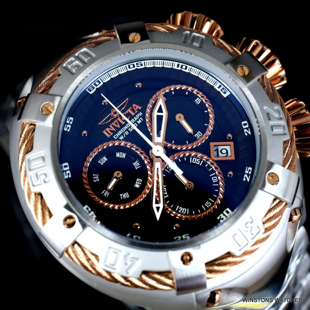 Invicta Thunderbolt Stainless Steel Steel Rose Two Tone MOP Black 52mm Watch New
