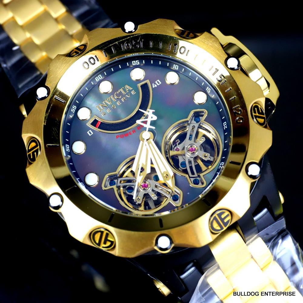 Invicta Reserve Venom Hybrid Double Open Heart Automatic Black Gold Tn Watch New
