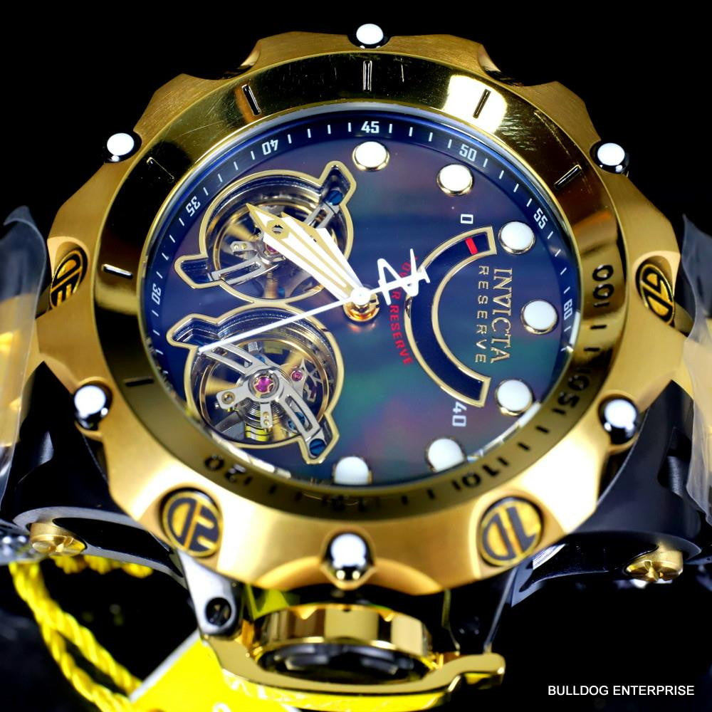 Invicta Reserve Venom Hybrid Double Open Heart Automatic Black Gold Tn Watch New