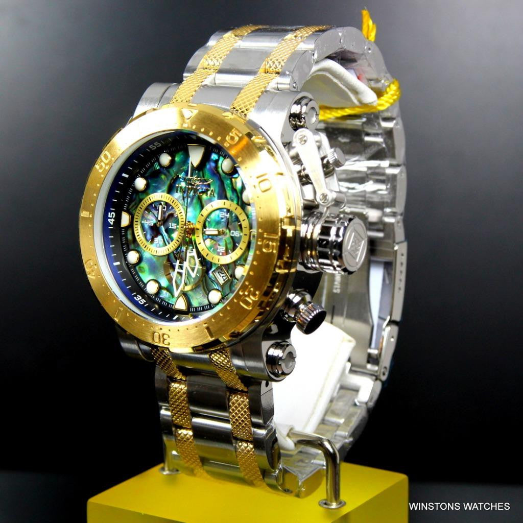 Invicta Coalition Forces Steel Abalone Chronograph 52mm Gold Two Tone Watch New