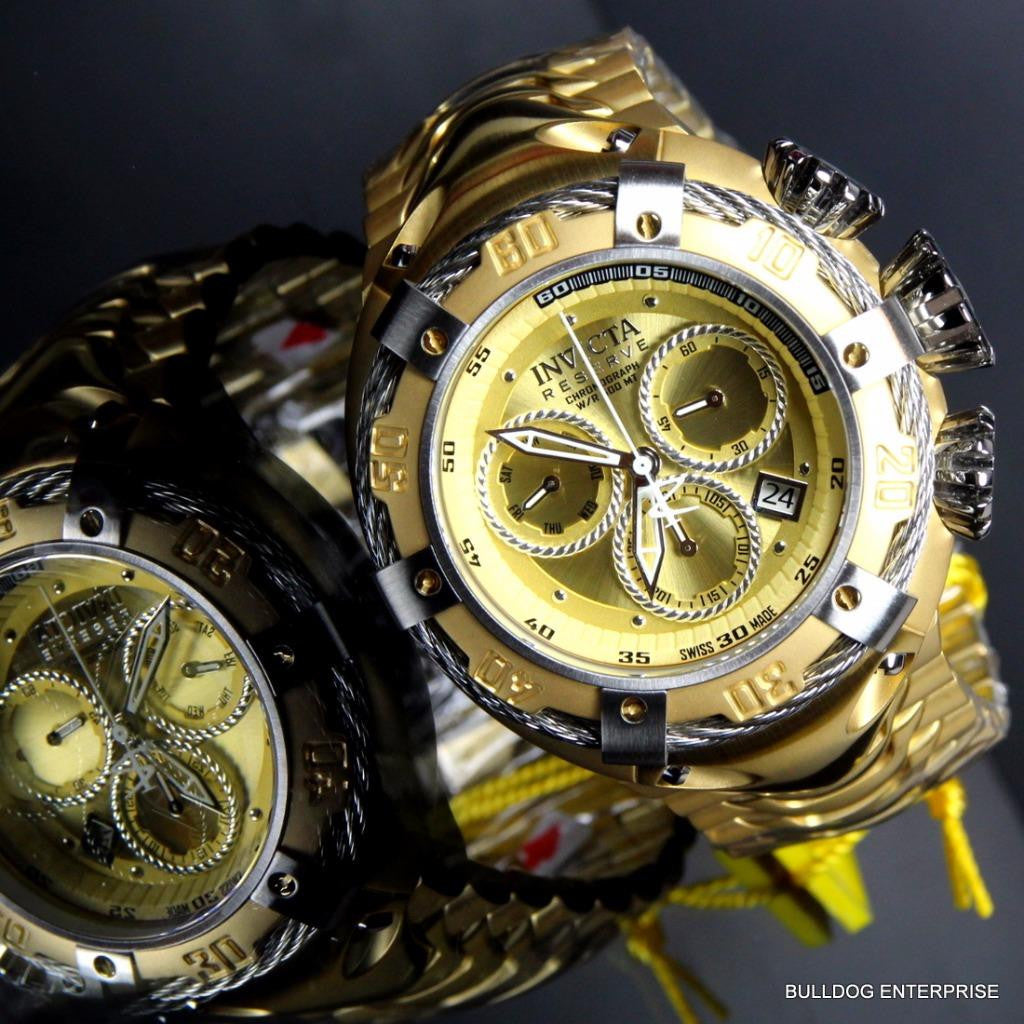 Invicta Reserve Thunderbolt 56mm Gold Plated Swiss Made Chronograph Watch New