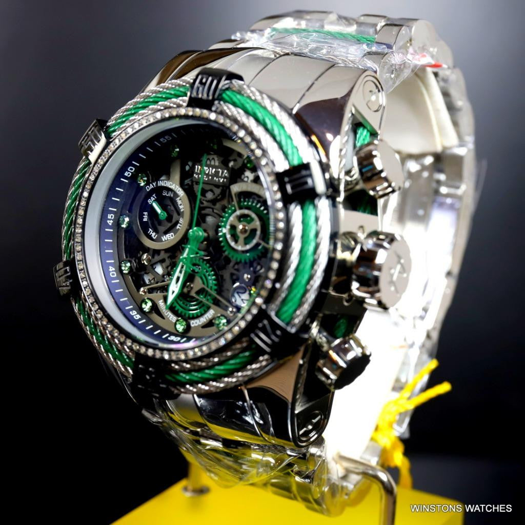 Invicta Reserve Bolt .33CTW Diamonds Steel Chronograph Swiss Mvt 52mm Watch New