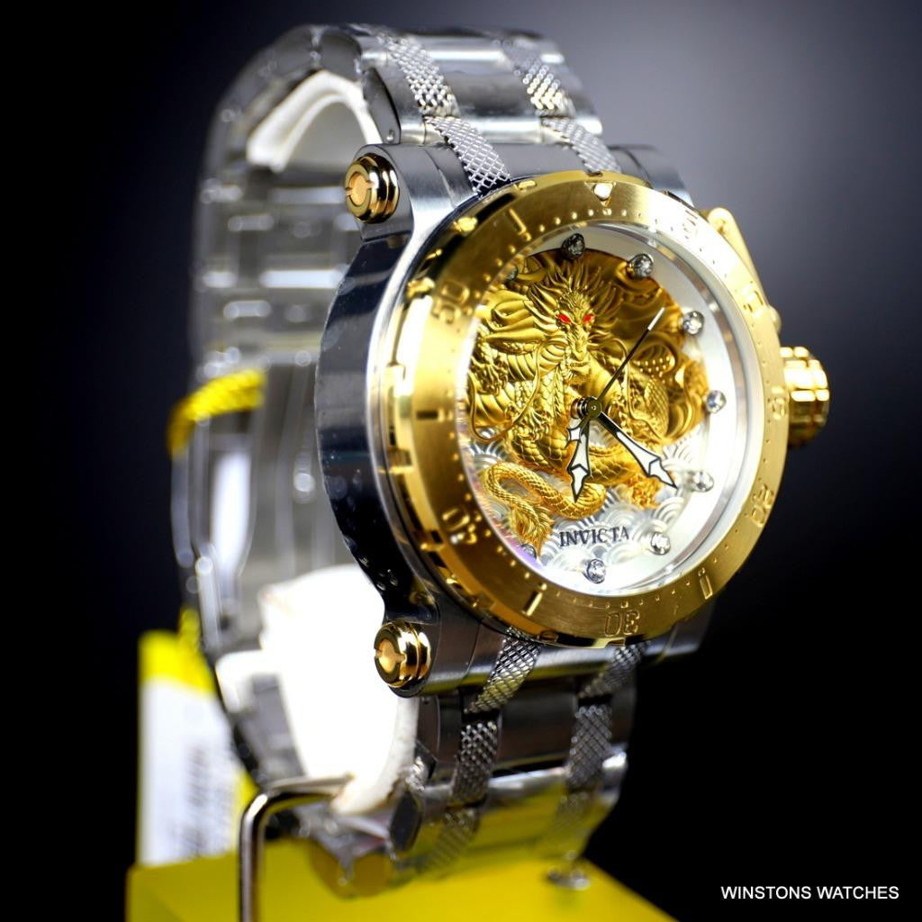 Invicta Coalition Forces Gold Tone Dragon Automatic 52mm Steel Watch New