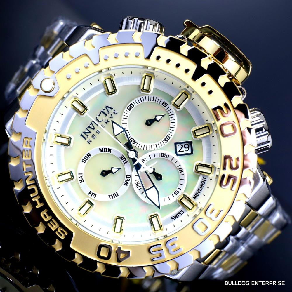 Invicta Reserve Sea Hunter Gen III Swiss 2 Tone Gold Plated Steel 58mm Watch New