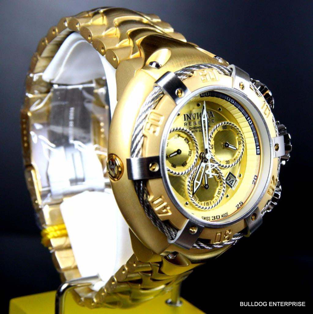 Invicta Reserve Thunderbolt 56mm Gold Plated Swiss Made Chronograph Watch New