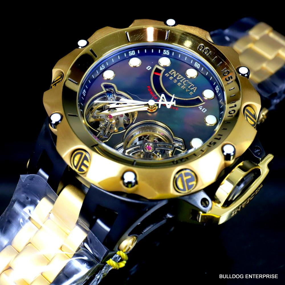 Invicta Reserve Venom Hybrid Double Open Heart Automatic Black Gold Tn Watch New