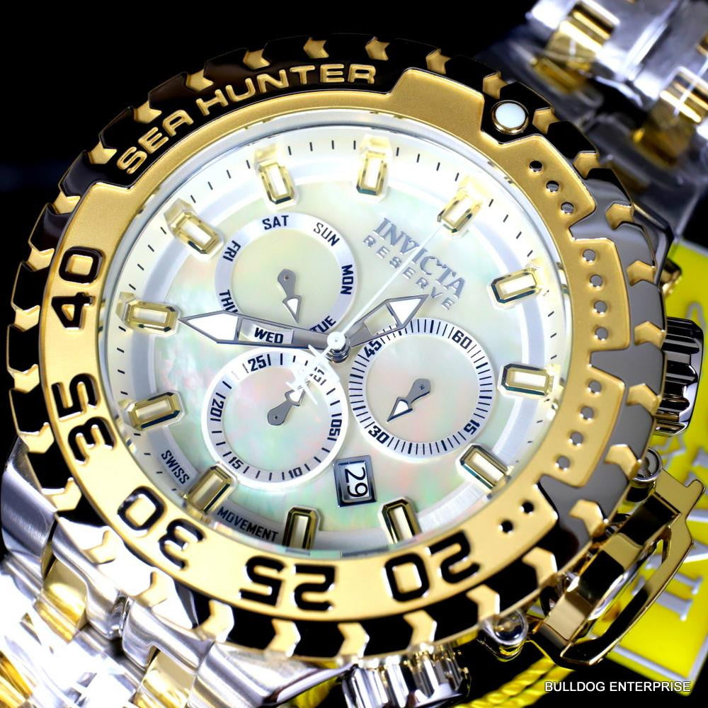 Invicta Reserve Sea Hunter Gen III Swiss 2 Tone Gold Plated Steel 58mm Watch New