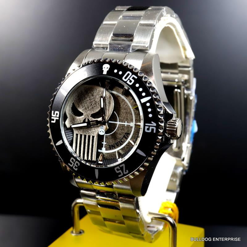 Invicta Marvel Punisher Pro Diver Stainless Steel Bracelet Skull 44mm Watch New