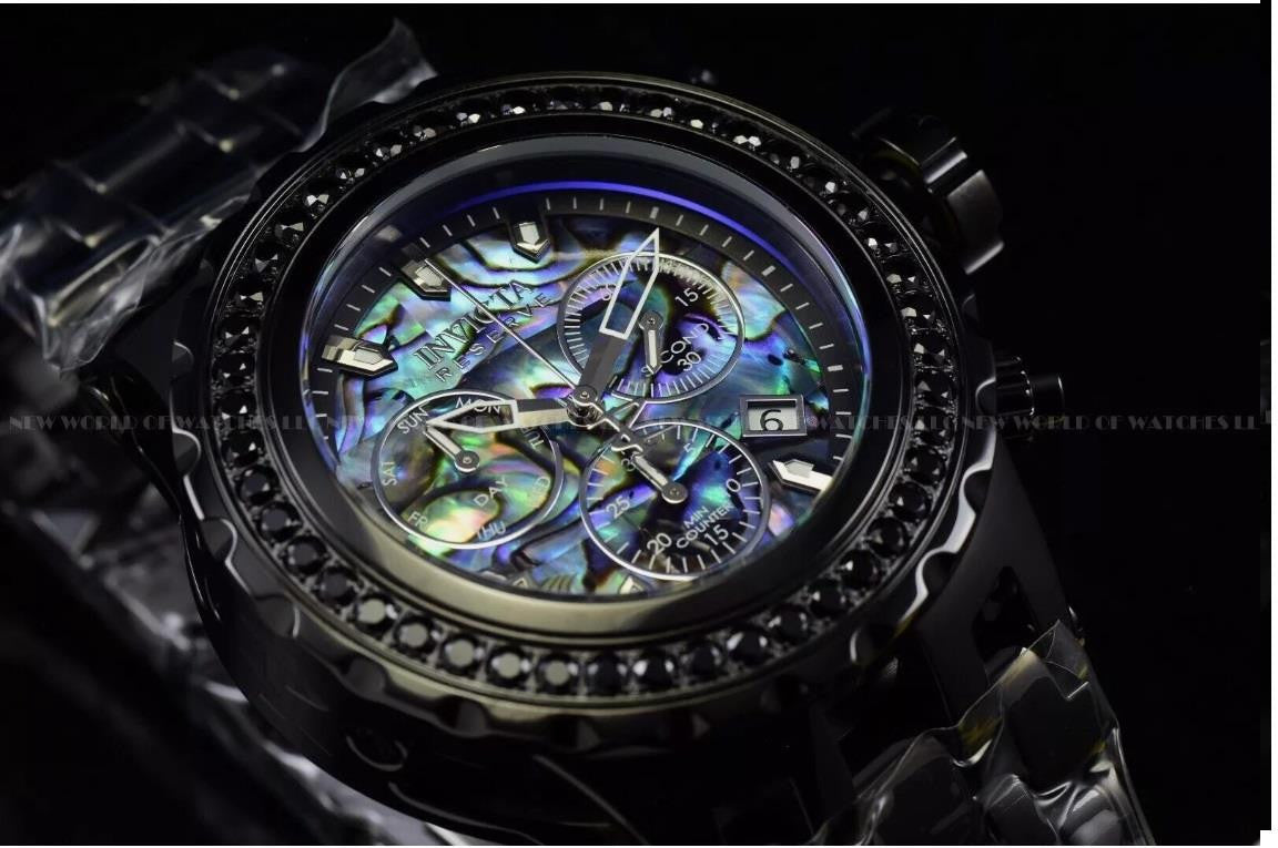 Invicta Reserve Subaqua Specialty 4.14 CTW Black Spinel Abalone Steel Watch New