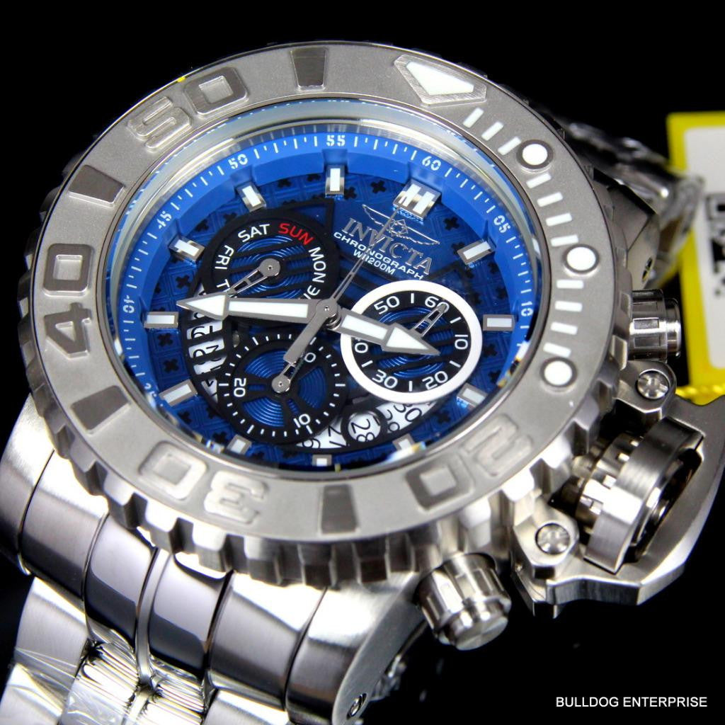Invicta Sea Hunter Gen II 70mm Stainless Steel Chronograph Blue Swiss Watch New