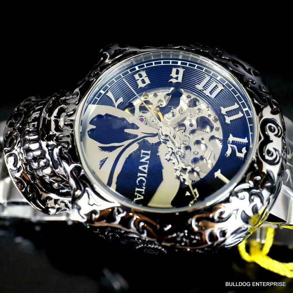 Invicta Artist Skull Automatic Skeletonized Black Stainless Steel 50mm Watch New